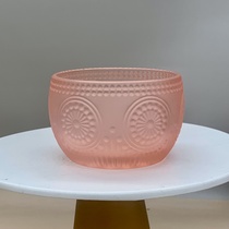 Pink glass candle holder for home decor