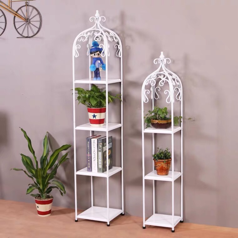 Wrought Iron And Wood Flower Frame One Living Room Bedroom Multi-Purpose Shelf