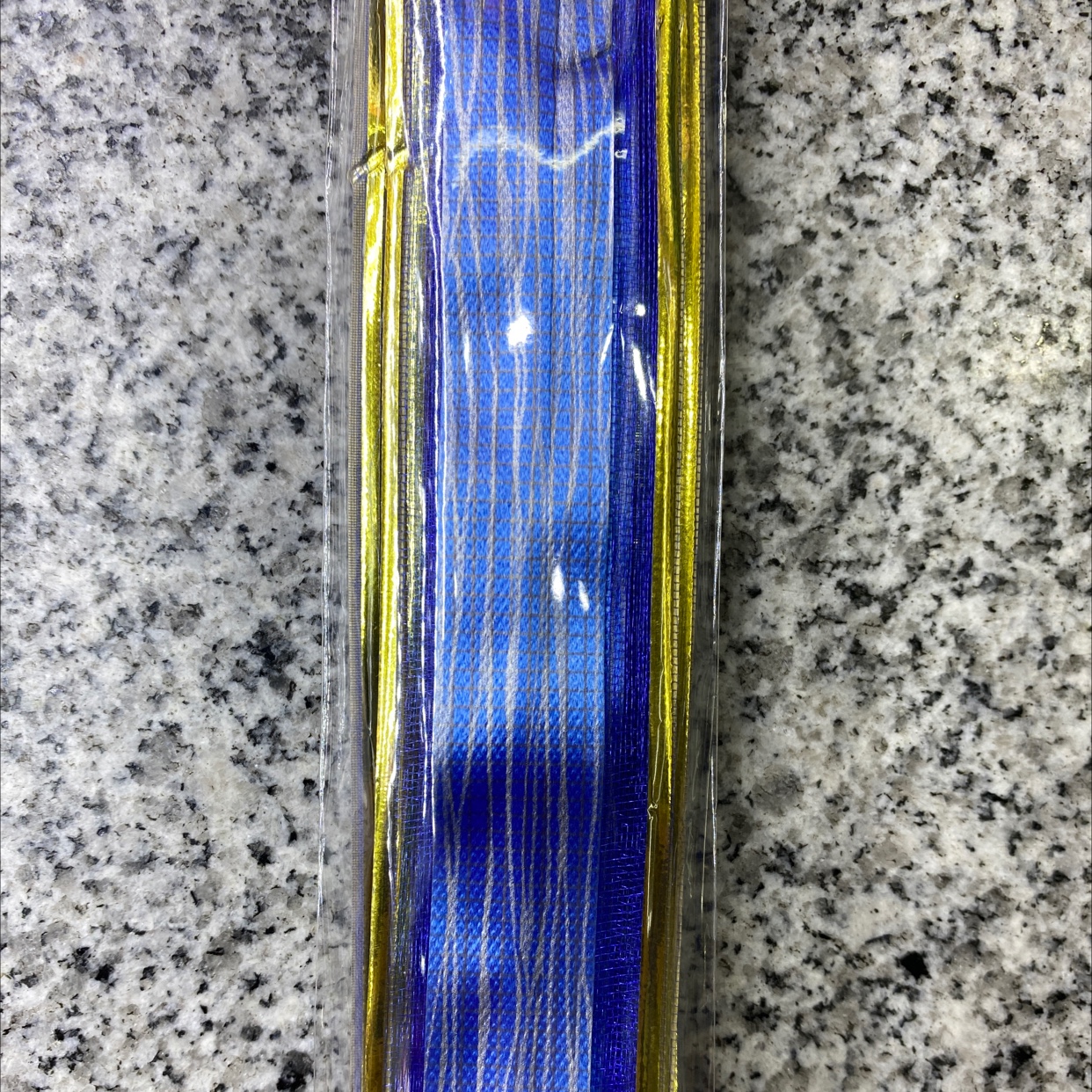 30月雪纱树皮纹贴金边拉花  深蓝