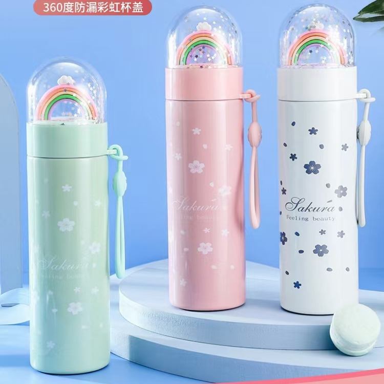 卡通彩虹亮片手提
微景观保温杯
小巧便捷	安全材质	手感舒适	密封防漏