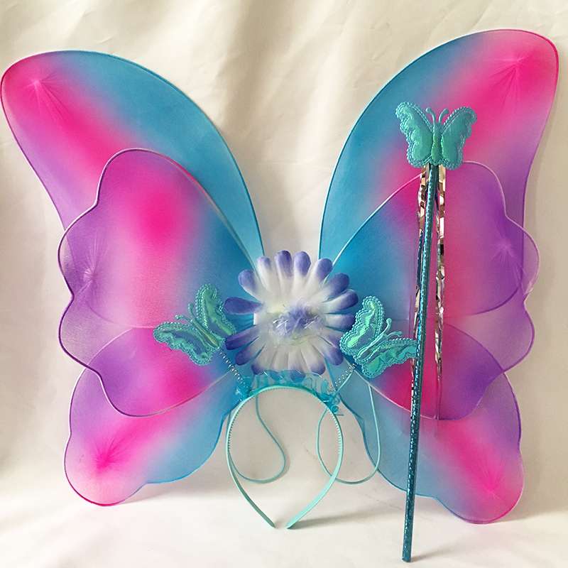 Single sequin wings Double glow butterfly wings three-piece PROM Dress for Children Angel head buckle Fairy Stick 87 details Picture