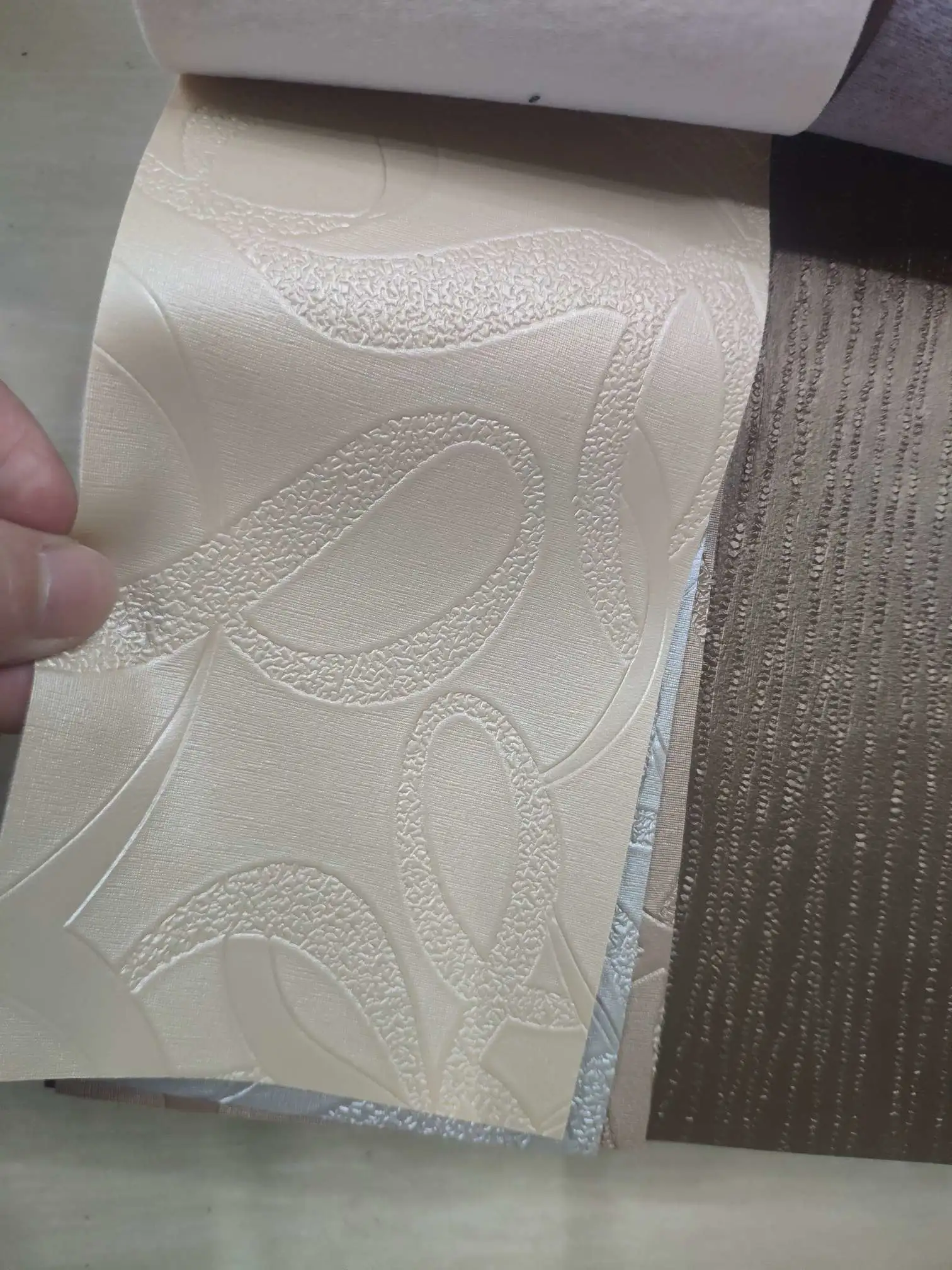 Artificial leather soft and hard wrapped sliding door leather wall decorative leather fabric in stock, ribbon pattern No. 2 detail image 5
