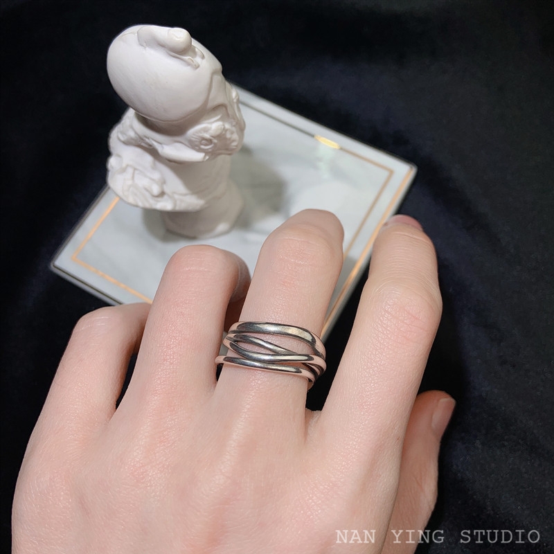 戒指女个性ins复古缠绕麻花线条几何指环食指开口小众 潮