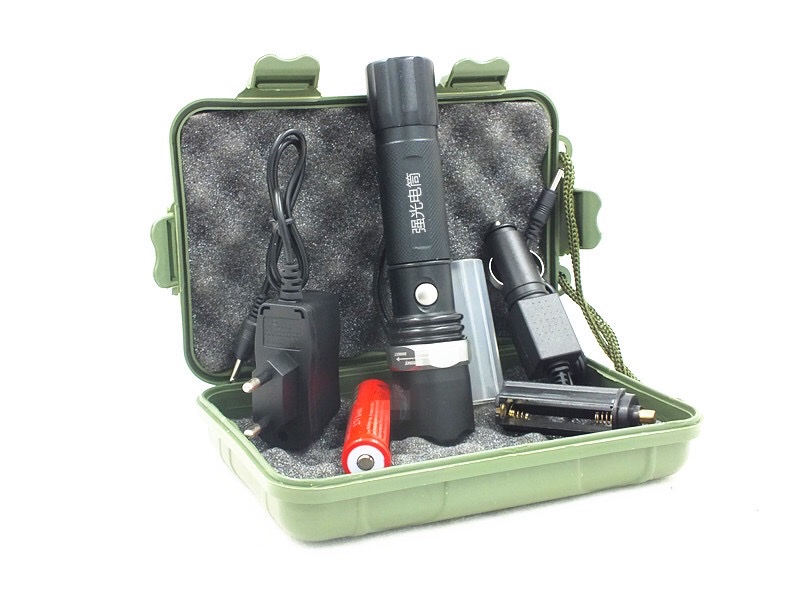 塑料接调焦强光手电 机械变焦 远射充电led手电筒户外家用灯 批发 金属手电细节图