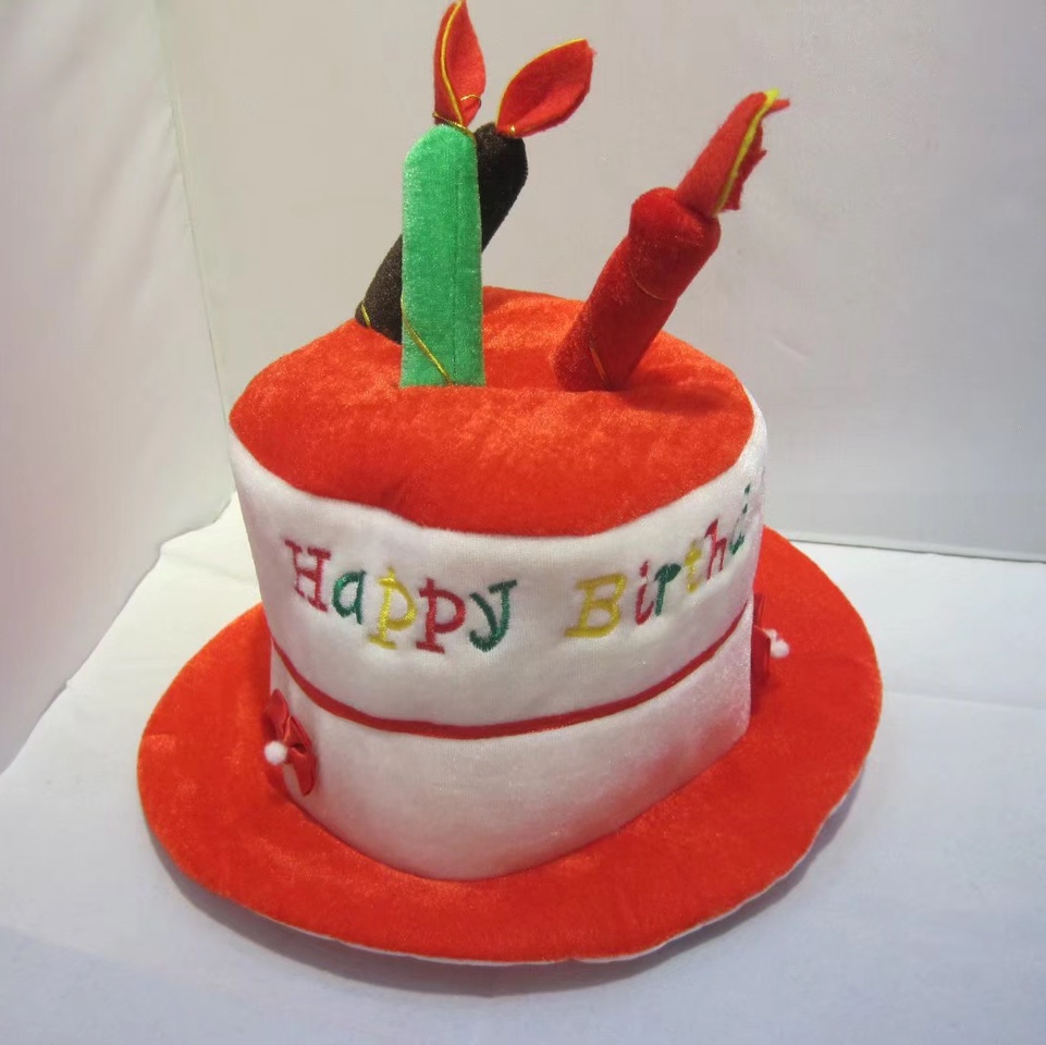 生日帽儿童生日蛋糕帽红色3根蜡烛节日派对