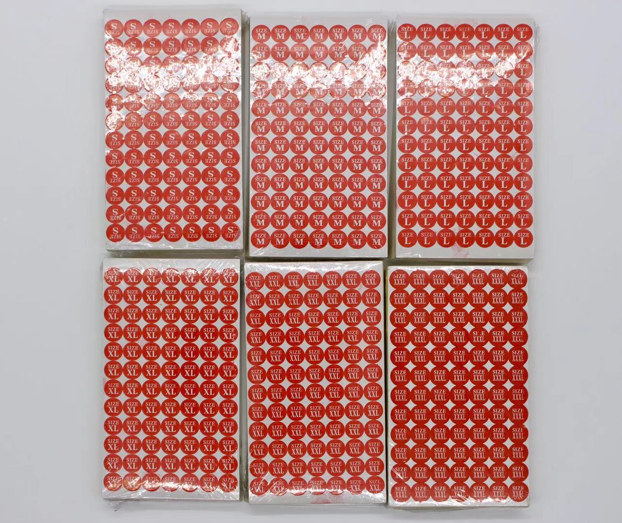 Self-Adhesive Red Background White Label Size Sticker Round White Background Number Large, Small, Medium Clothing Number Children's Clothing Label details Picture