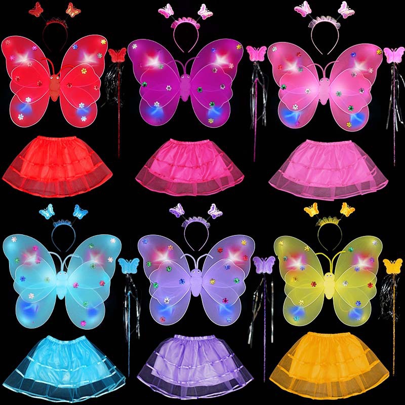 Single sequin wings Double glow butterfly wings three-piece PROM Dress for Children Angel Head buckle Fairy Stick 92 Specification drawing