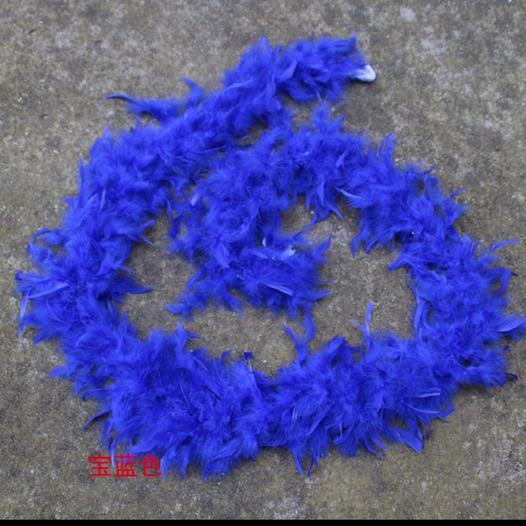 火鸡火片羽毛毛条40克两米宝蓝色