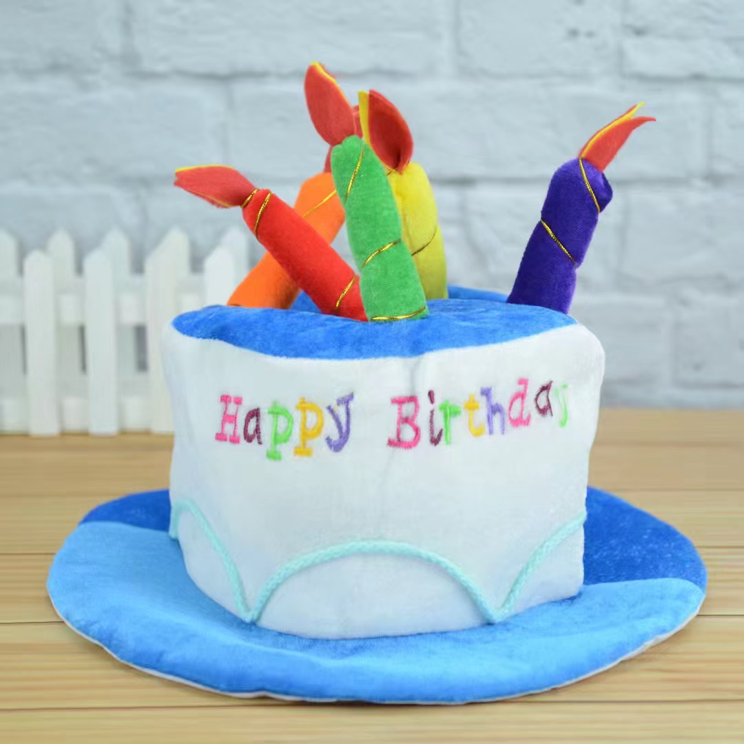 生日帽成人生曰蛋糕帽蓝色5根蜡烛节日派对