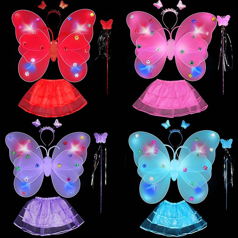 Single sequin wings Double glow butterfly wings three-piece PROM Dress for Children Angel Head buckle Fairy Stick 92 Application Scenario