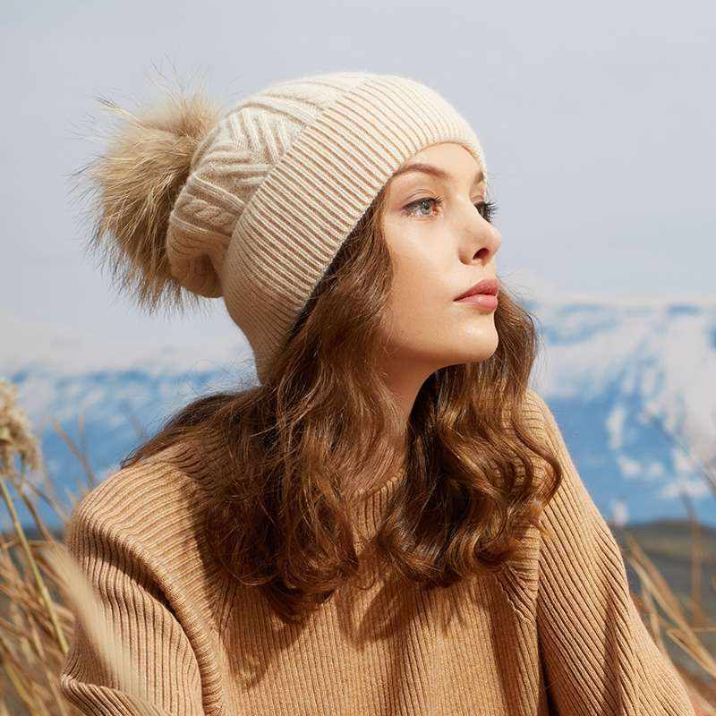 Hat Lady Autumn And Winter Rabbit Hair Knitted Hat Casual Everything Cute Hairball Wool Hat Warm Ear Protection Ski Hat Korean Tide Application Scenario