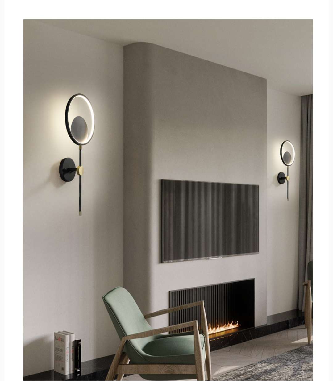 Ironwork study, bedroom, living room, brushed hanging Nordic IKEA single-head wall lamp 4164-1 details Picture