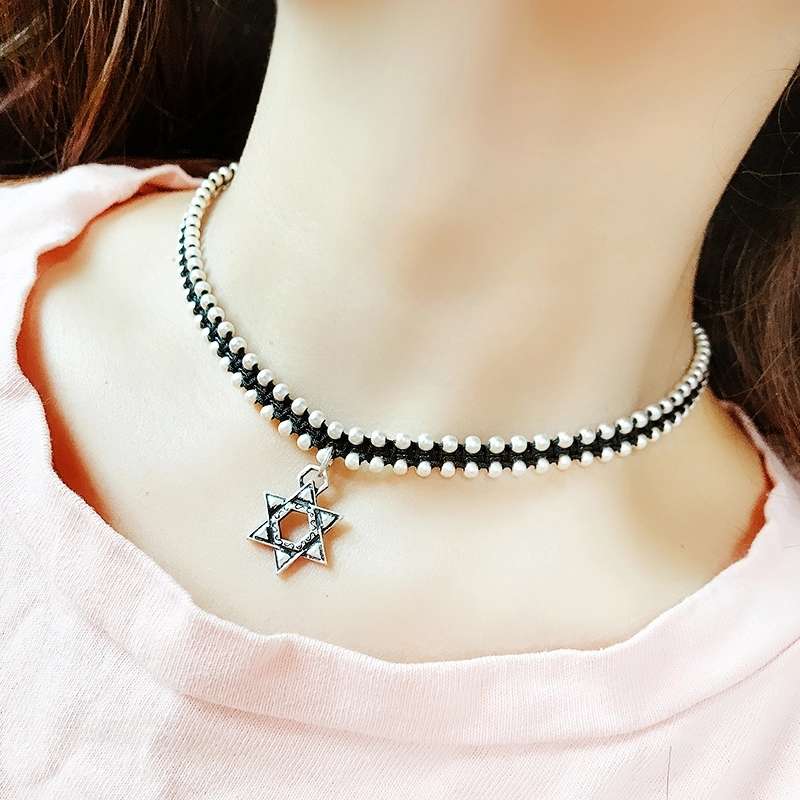 Jingpuli Accessories, Korean Daemunmun Starry Sky Necklace, trendy Agate Silver Hidden Series, Money Soon Flower Chain pic 5