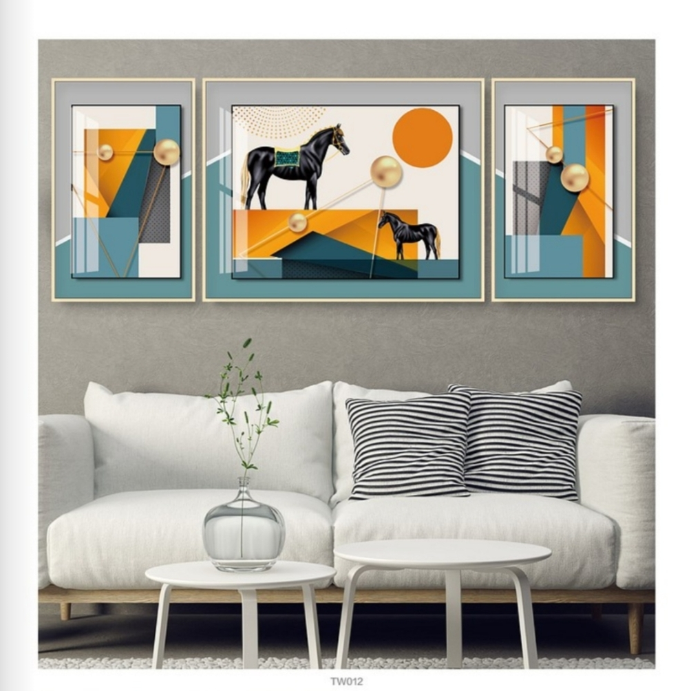 两匹黑马抽象客厅2+1组合