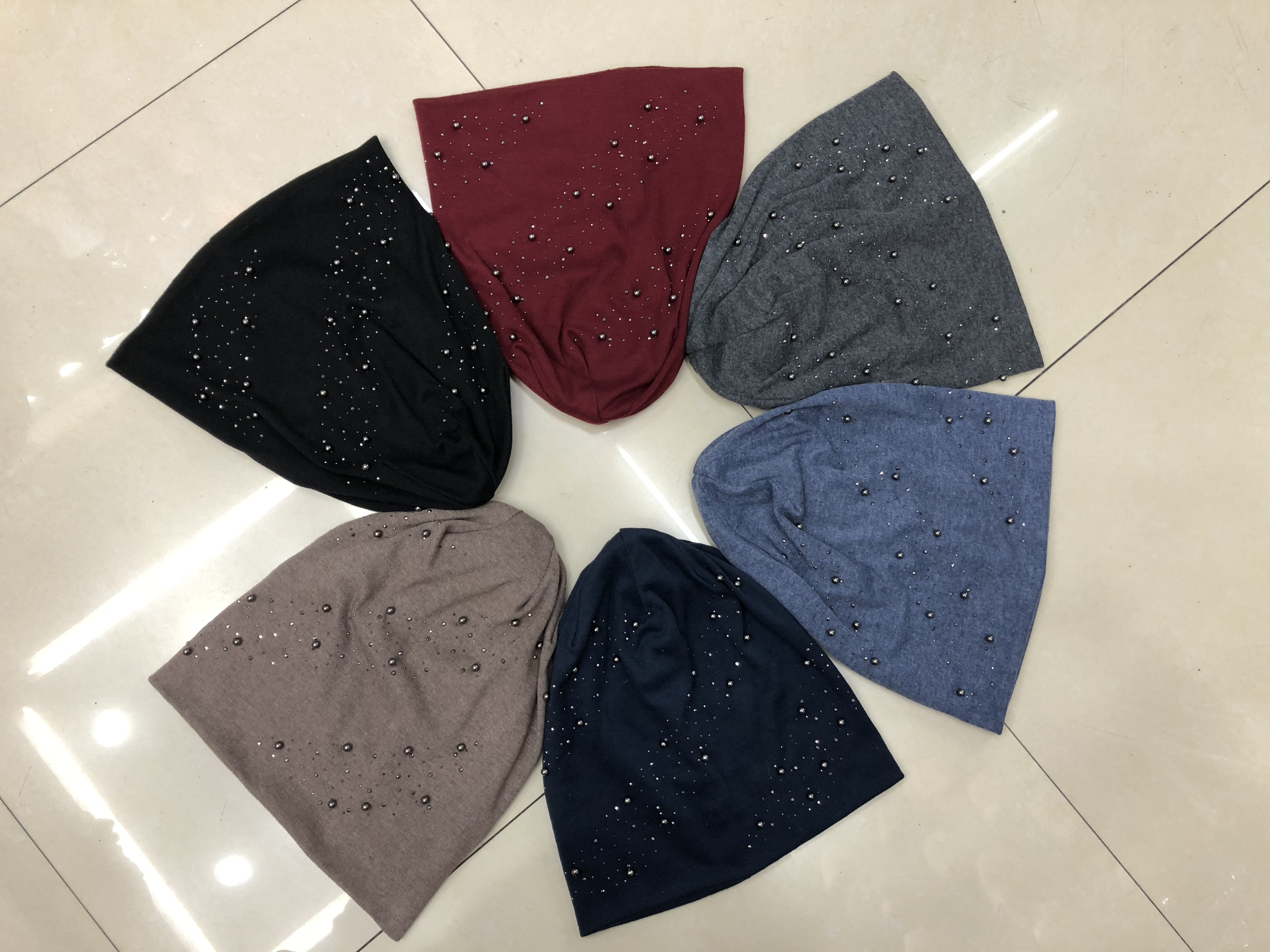 Dui Dui Hat, Baita Knitted Hat, Spring and Autumn Fashion, diamond and pearl custom-made, street Dance hat, head cap detail image 6