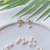 Classic bow crochet Classic pearl small fresh earrings