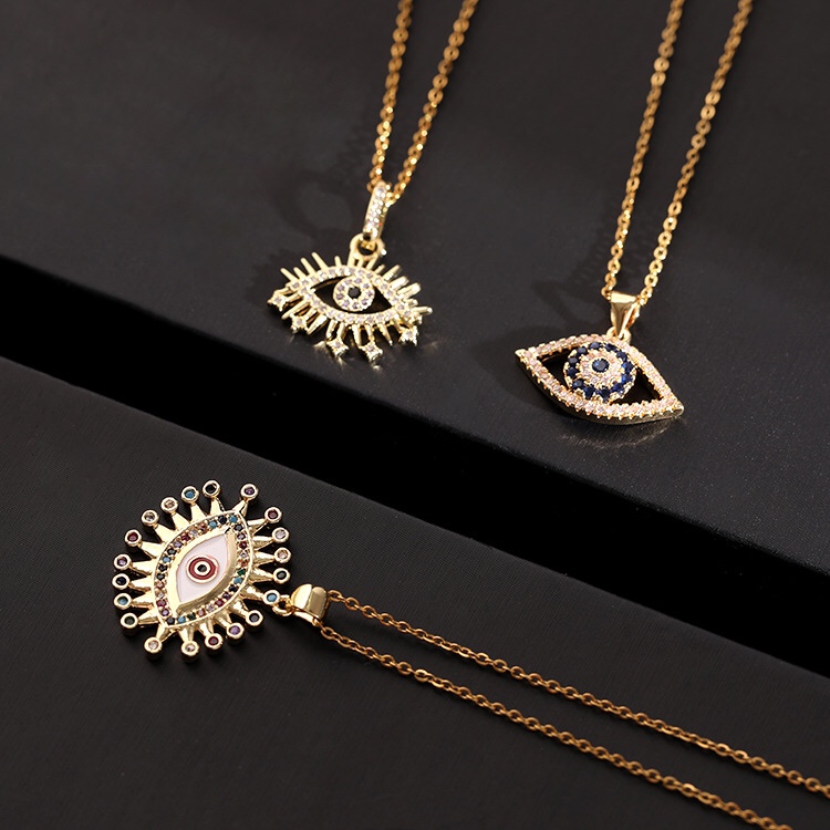 Europe and the United States cross-border Amazon new women's jewelry color zircon eye necklace selling thumbnail