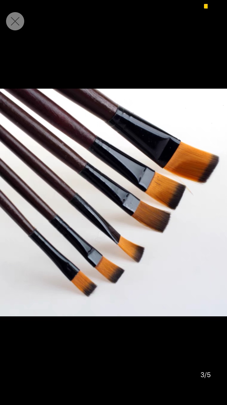 尼龙水粉笔 油画笔 手绘丙烯水彩画笔6支套装单双号 美术颜料排笔详情图3