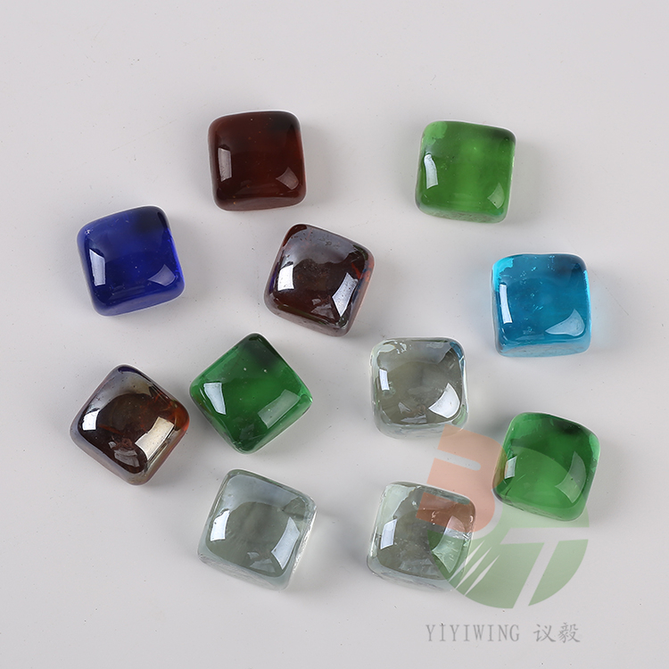 500克 彩色马赛克 方块玻璃石头 粉红绿色钴蓝琥珀透明湖蓝 异形玻璃块 鱼缸装饰