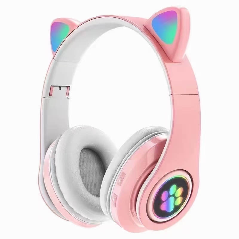 Guangdong Sogo headphones, B39 Cross-border new cat-ear over-ear Bluetooth headphones, light-emitting wireless Bluetooth voice headphones detail image 3