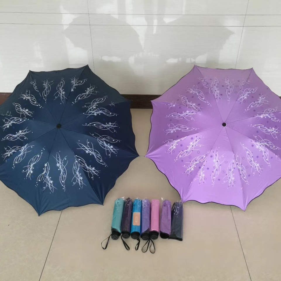三折黑胶几何花雨伞晴雨伞折叠伞两用太阳伞遮阳伞防紫外线伞女士伞