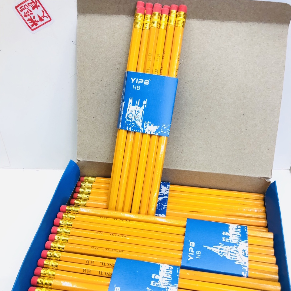 兴鸿文具 厂家直销 HB套膜黄杆铅笔 yellow pencil