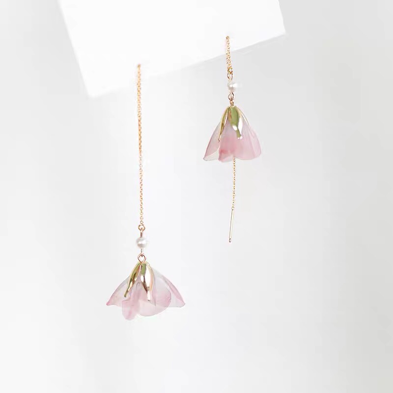 Super fairy pink girl heart fringe new small fresh holiday essential earrings