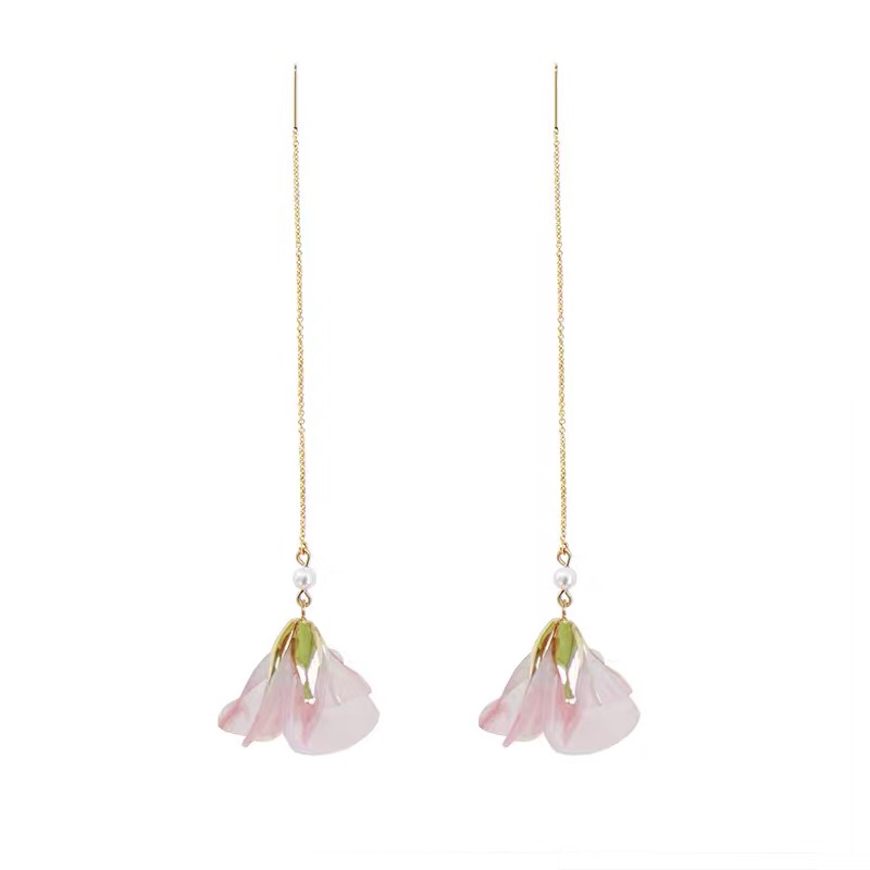 Peach pink sweet lovely fresh fringe long court ear line