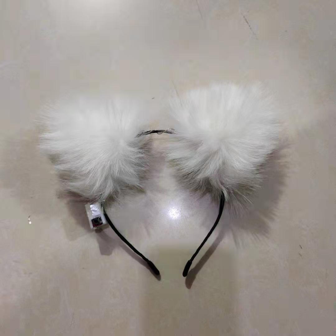 毛绒带灯猫耳朵，狐狸毛头扣，发光头扣详情图2