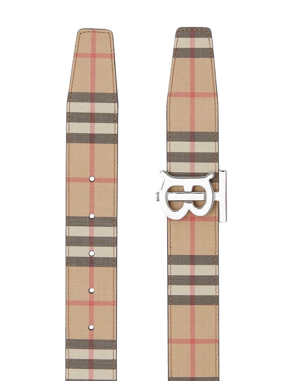 Burberry 男士 双面徽标图案复古格纹腰带90 95 100 详情图2