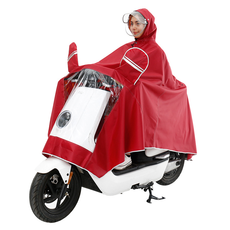 New electric vehicle, motorcycle, adult double-brim raincoat, men's and women's single helmet, face mask, raincoat Application Scenario