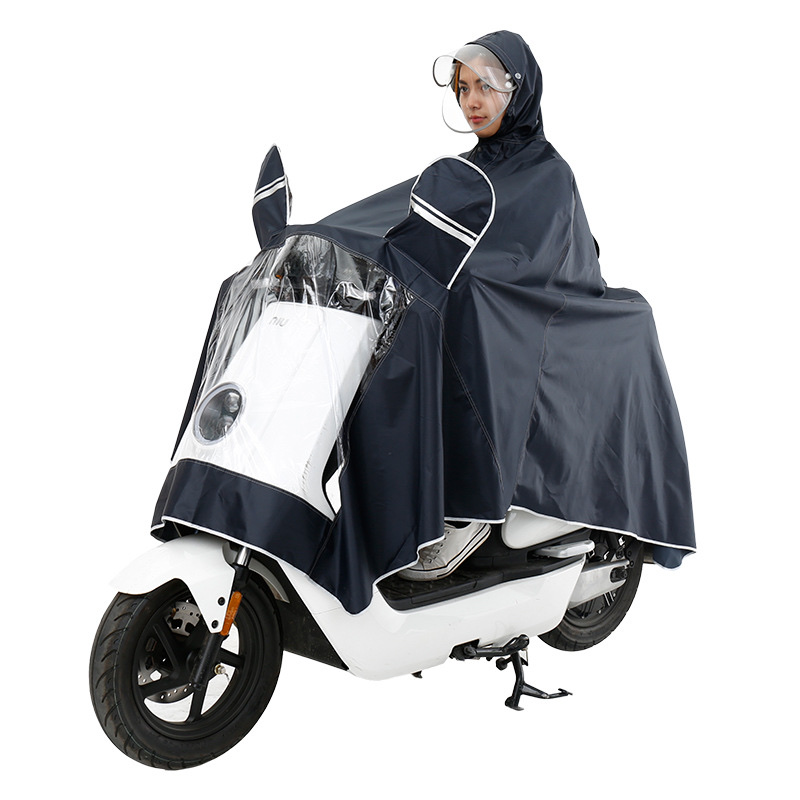 New electric vehicle, motorcycle, adult double-brim raincoat, men's and women's single helmet, face mask, raincoat Item Picture