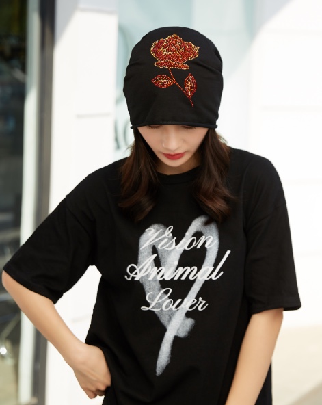 New style of hot diamond hooded cap, postpartum cap, pure cotton cap Specification image