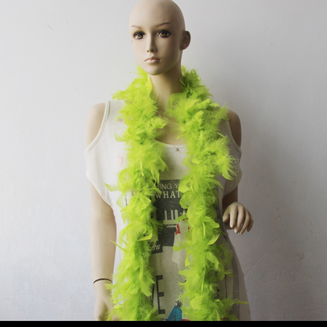 火鸡火片羽毛毛条100克两米苹果绿