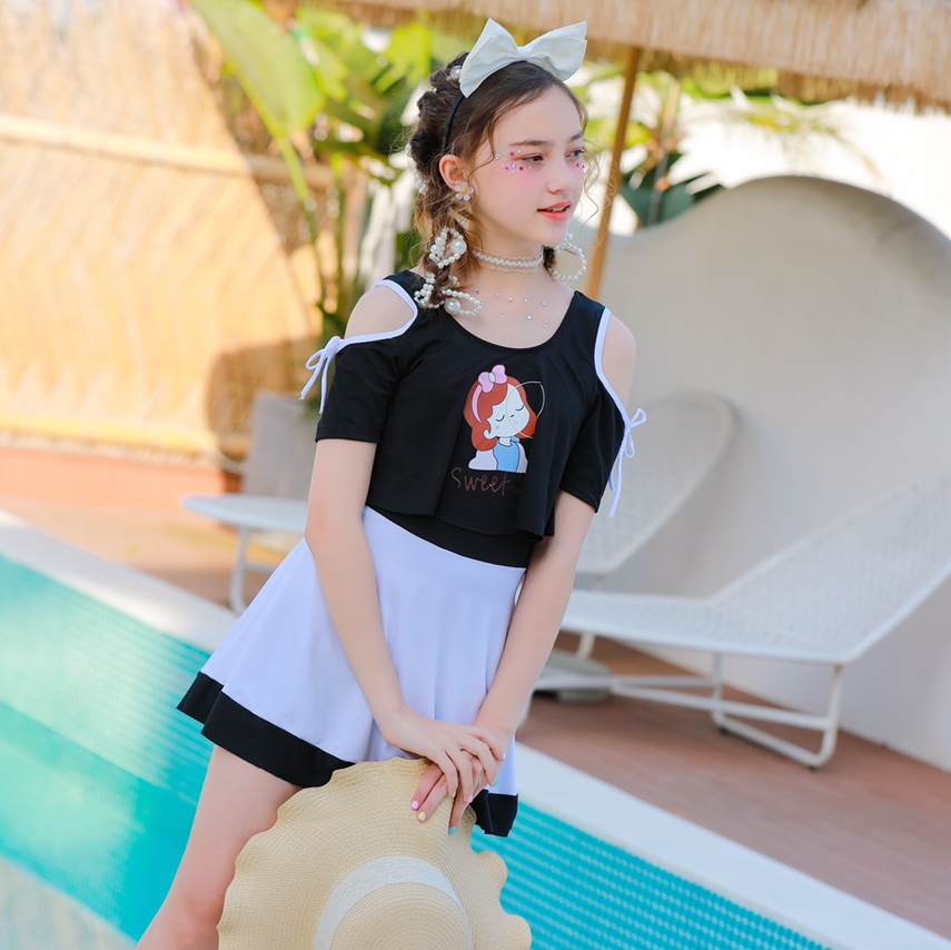 Girly swimsuit printed for little girls