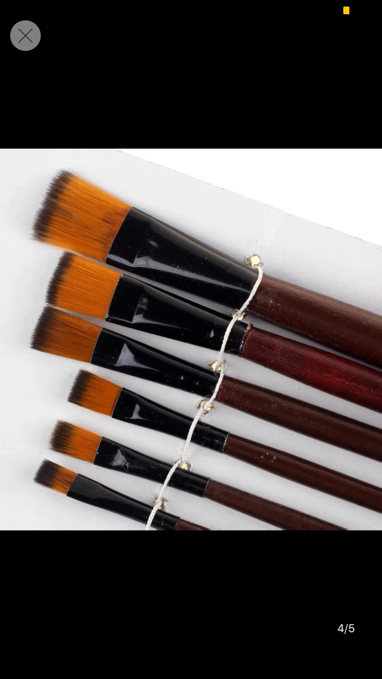 尼龙水粉笔 油画笔 手绘丙烯水彩画笔6支套装单双号 美术颜料排笔详情图3
