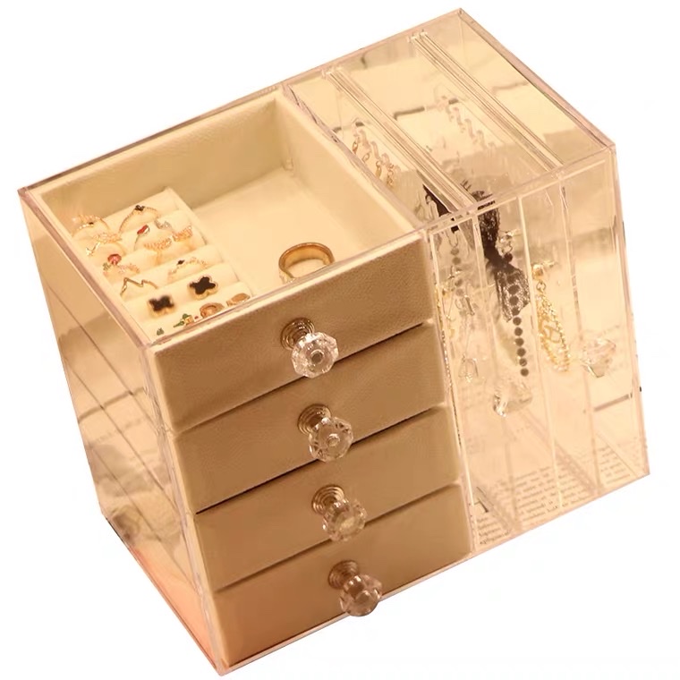 Four Layers Large Capacity Hand Jewelry Jewelry Storage Box Clear Acrylic Earrings Studs Hair Watch Bracelet Gift Box 29 Item Picture