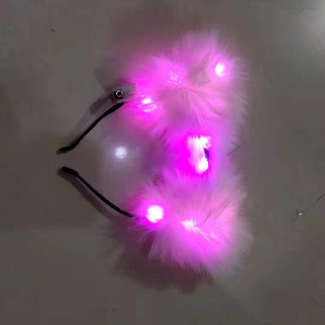 毛绒带灯猫耳朵，狐狸毛头扣，发光头扣详情图5