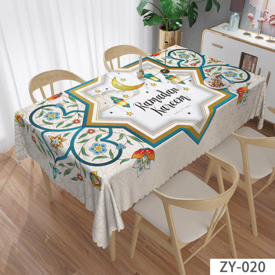 A new design of domestic trend patterned tablecloth with PVC digital printing. Yarn base tablecloth, 140*180CM, 150*200CM, 1.4*20M Item Picture