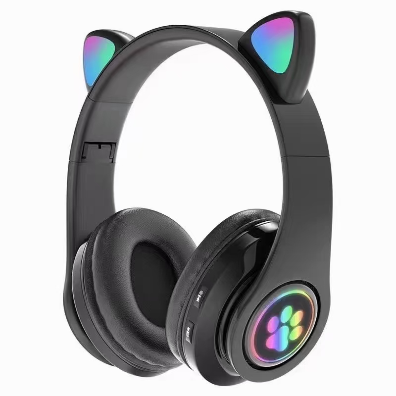 Guangdong Sogo headphones, B39 Cross-border new cat-ear over-ear Bluetooth headphones, light-emitting wireless Bluetooth voice headphones Specification image