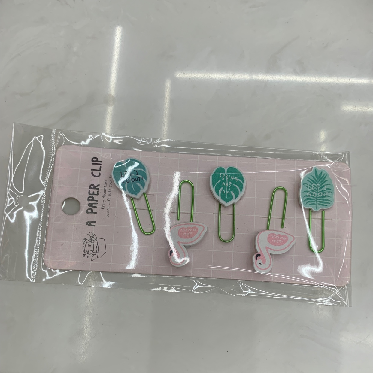 可爱的叶子+火烈鸟书签