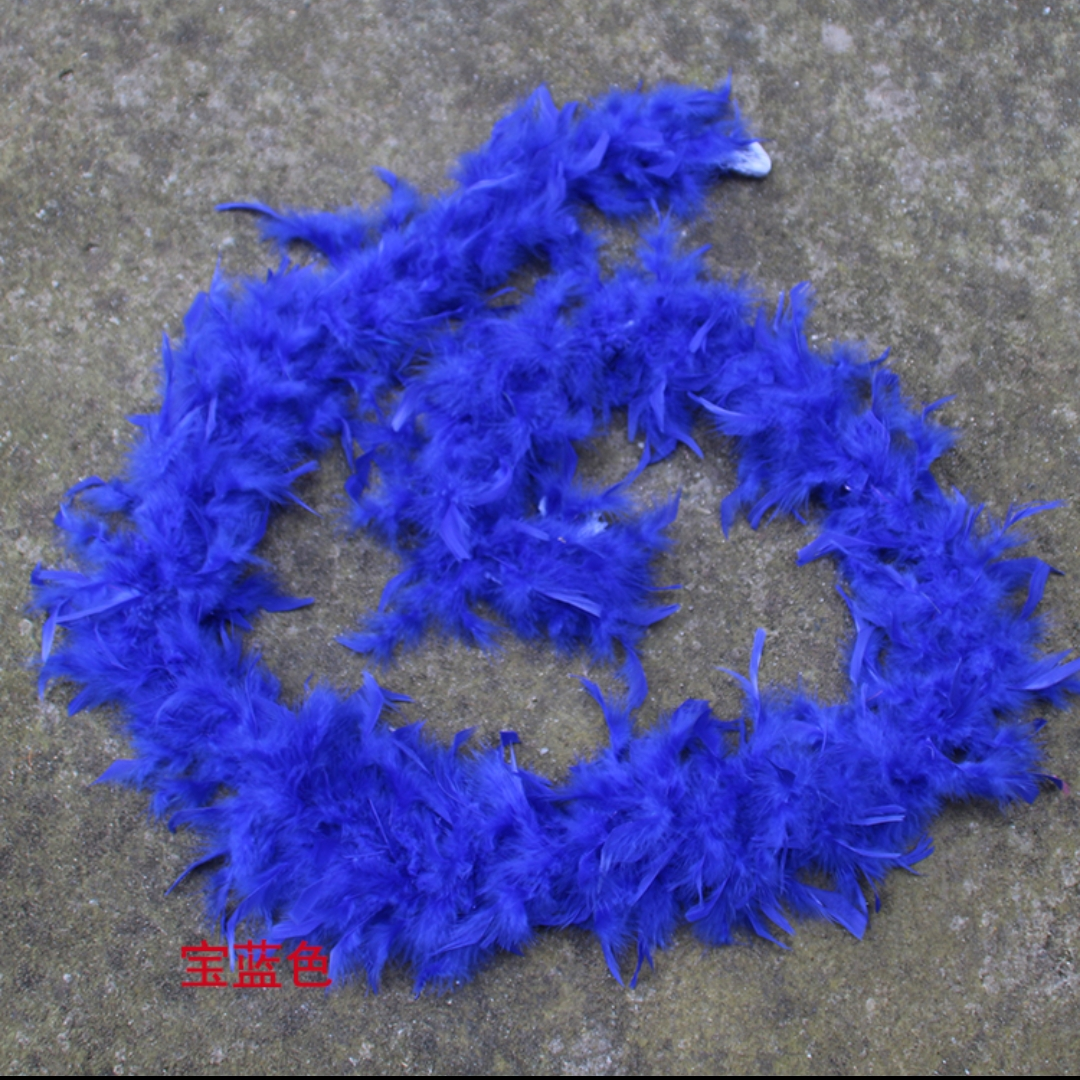 Turkey fire feather strip 100 grams 2 meters royal blue