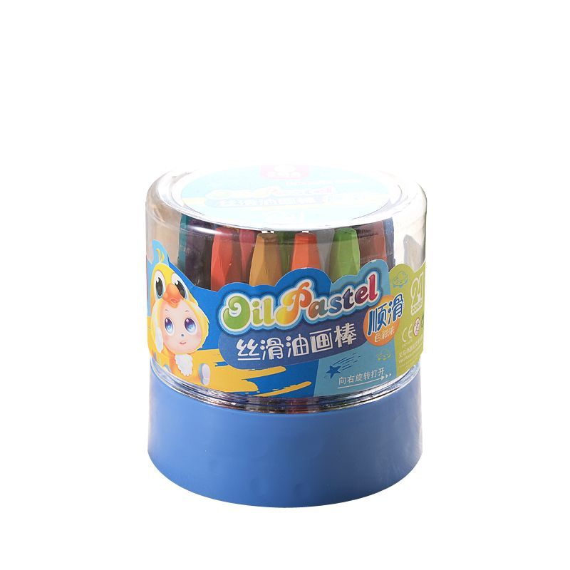 塑料筒装24色儿童卡通优质绘画油画棒批发厂家直销