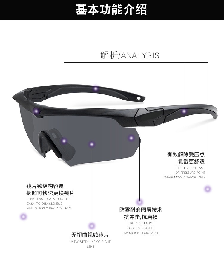 户外护目镜军迷CS防爆战术眼镜运动户外UV400偏光防风镜 细节图