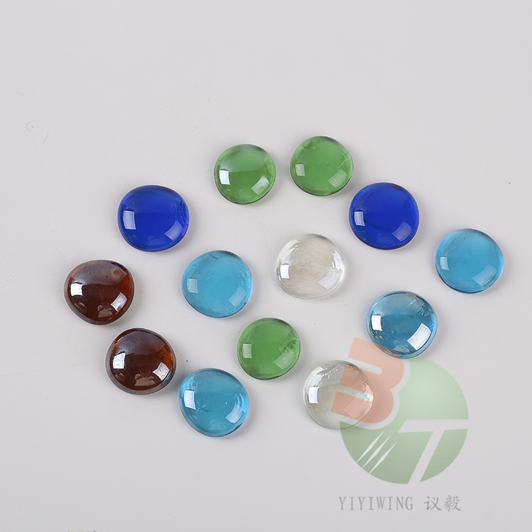 500克 17-20mm彩色玻璃扁珠 粉红绿色钴蓝琥珀透明湖蓝 异形玻璃块 鱼缸装饰