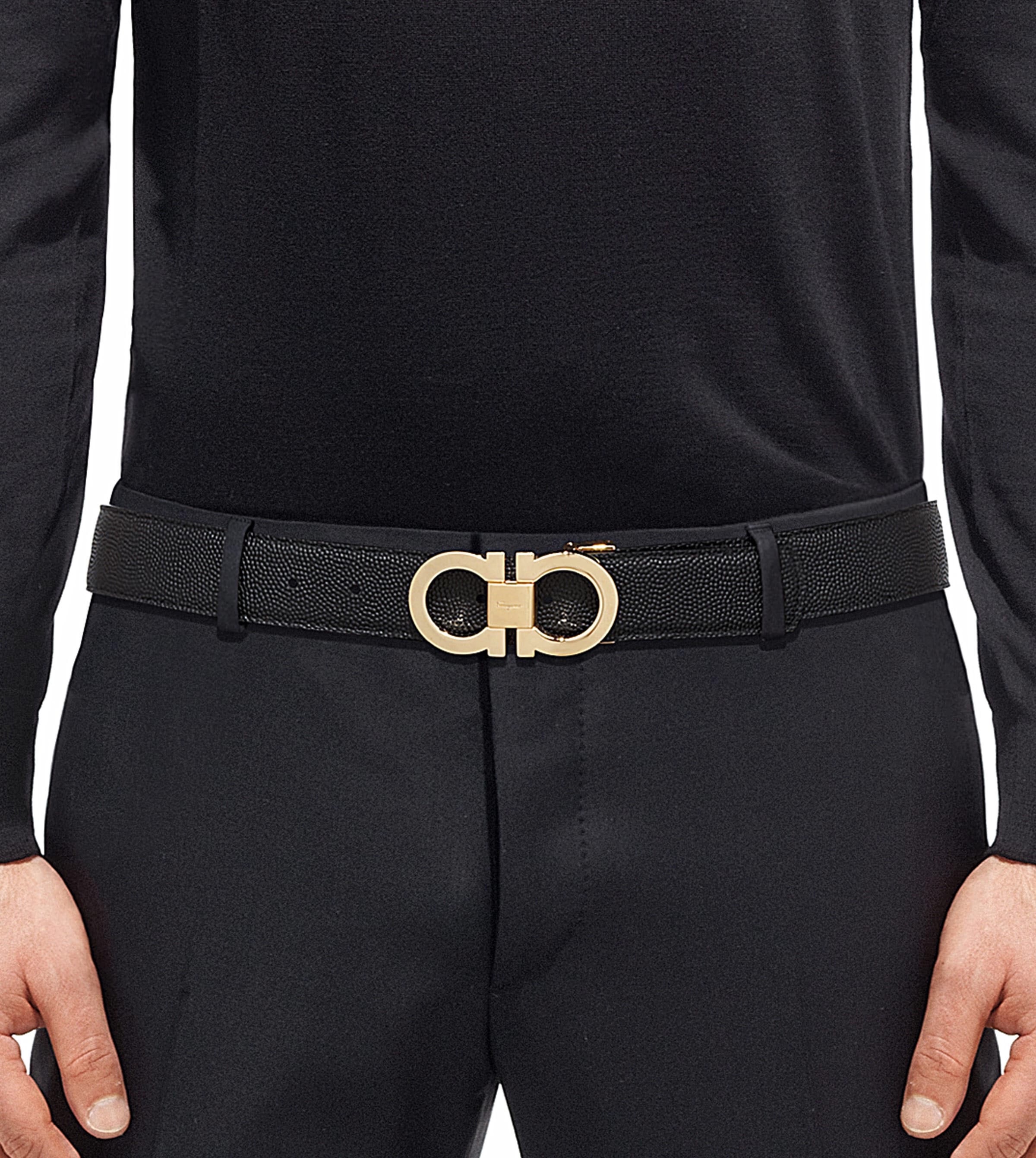 Salvatore Ferragamo men's double-sided double-buckle belt, size 115, width: 3.5cm Item Picture