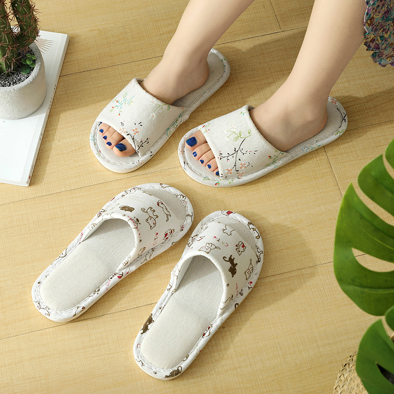 Moda nacional chinese style zapatillas de algodón y lino zapatillas de algodón y lino para mujeres verano hogar ropa de hogar zapatillas de lino para hombres interior antideslizante suave suela todas las estaciones zapatillas de frío universal details Picture