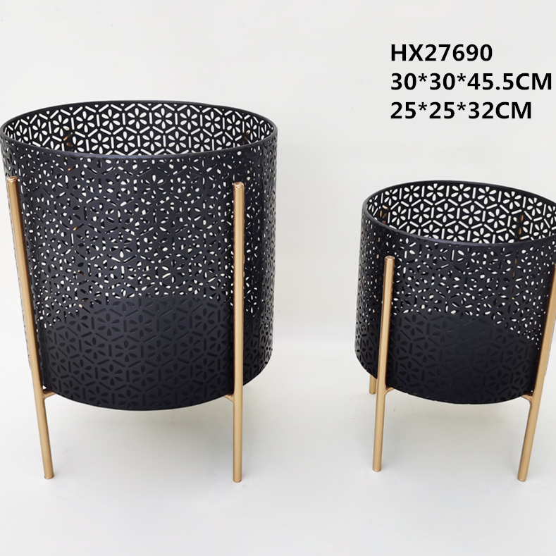 干花鲜花插花桶田园家居饰品矮套三黑色