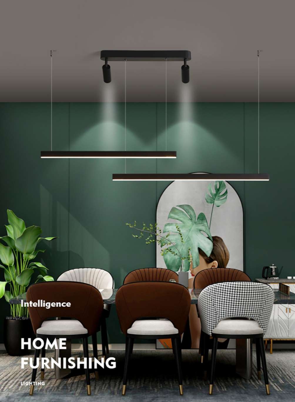 Aluminum restaurant, painted, matte, Nordic IKEA chandelier, 4 heads, 0156-110, three colors Application Scenario
