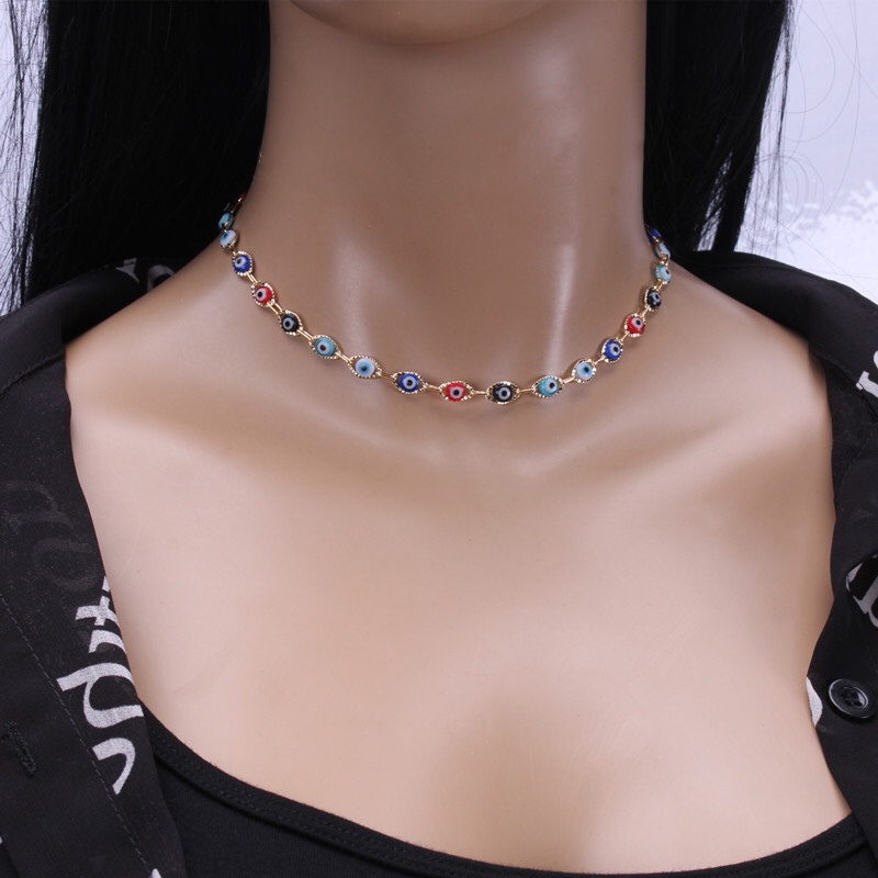 A simple and elegant single-layer devil's eye necklace for cross-border accessories from Europe and America, a hot-selling women's fashion eye element anklet